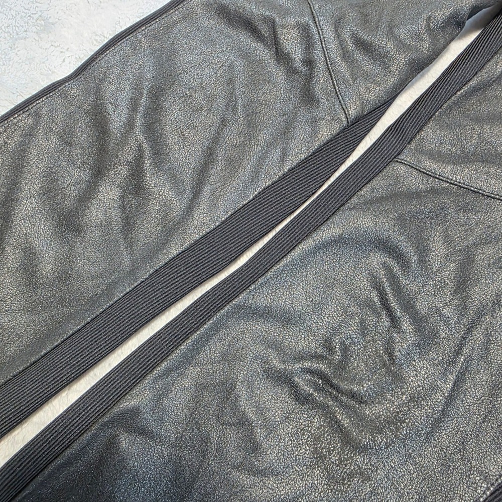BCBGMAXAZRIA‎ Women Small Black Leggings Faux Leather Ribbed Panel Moto - Picture 5 of 10